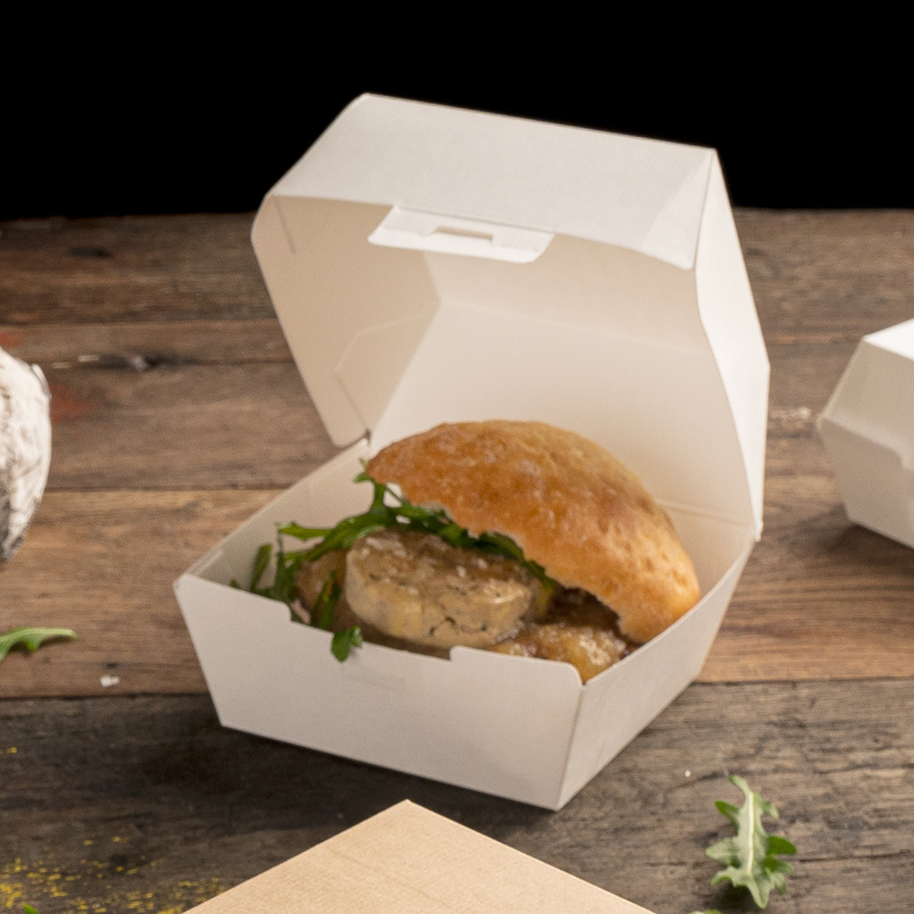 234.18-SCATOLE HAMBURGER 'THEPACK' 230 G/M2 14,4x13,6x9,2 CM (L+) BIANCO CARTONE NANO-MICRO (50 u.)