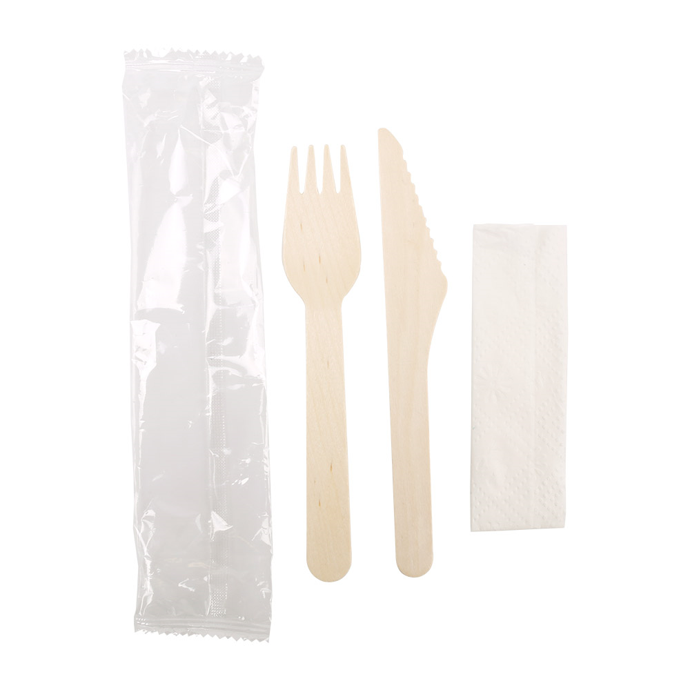 228.21-SET 3/1 POSATE + TOVAGLIOLO 'WOOD' MAKAN 16 CM NATURALE LEGNO (100 u.)
