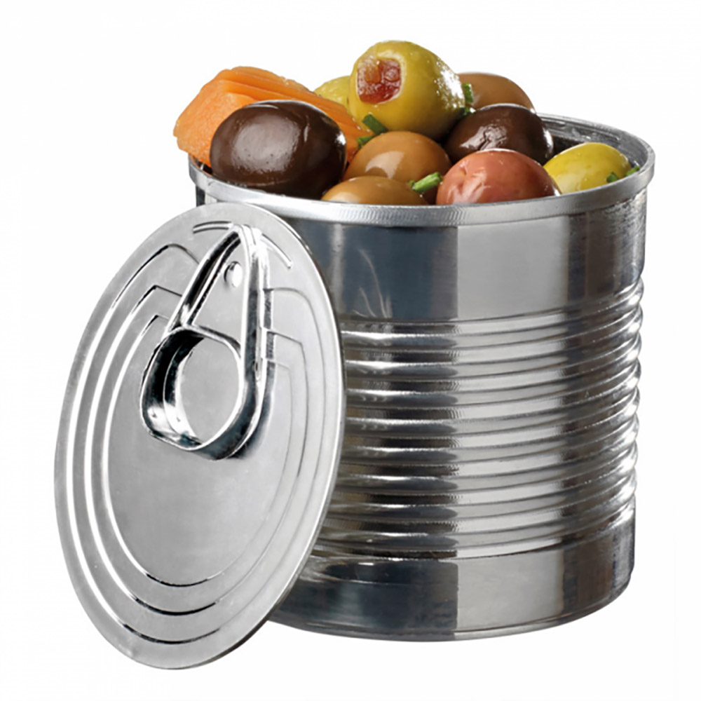 213.65-CONTENITORI APERITIVO BARATTOLO CONSERVA 220 ML Ø7,4x7,2 CM ARGENTO PS (20 u.)