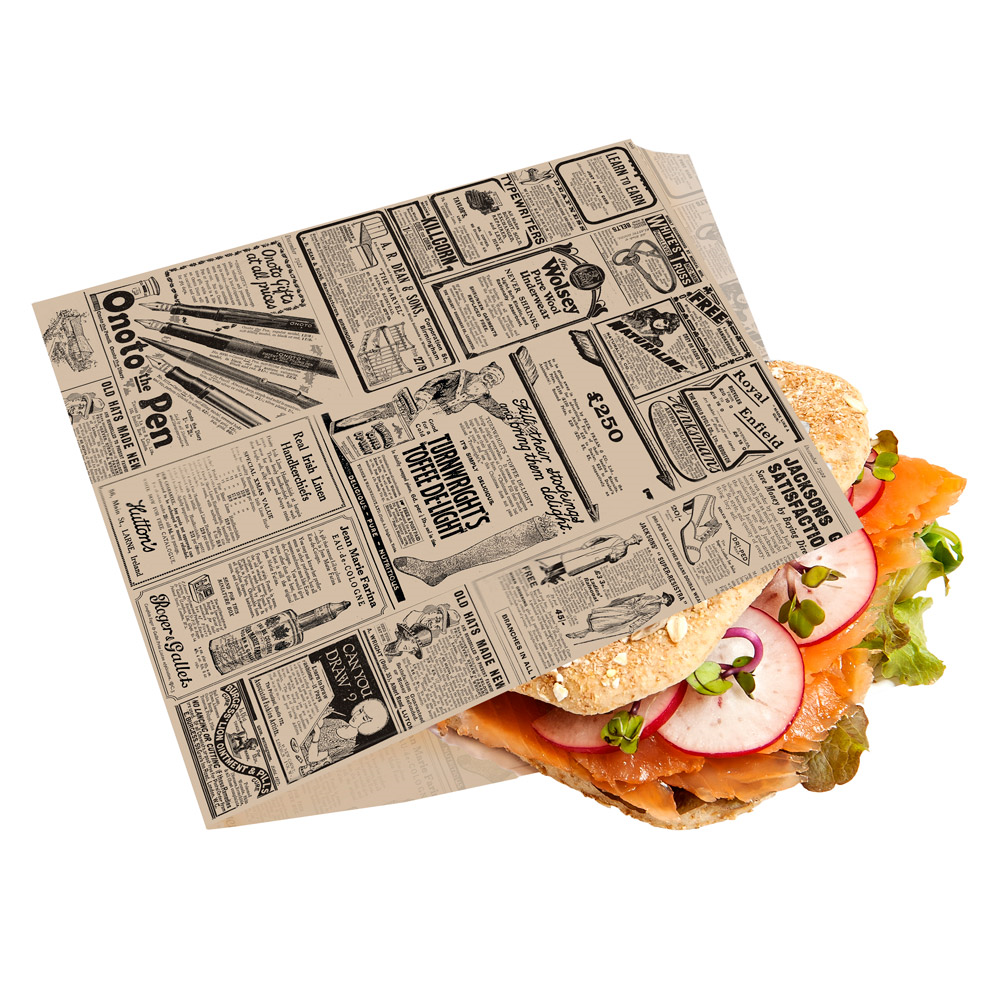 220.41-CARTA ANTIGRASSO APERTO 2 LATI FAST FOOD TIMES 32 G/M2 16x16,5 CM NATURALE PERGAMANA ANTIGRASSI (500 u.)