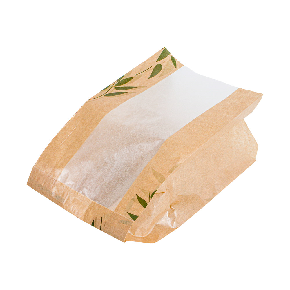 276.14-SACCHETTI PANE CON FINESTRA ECO 'FEEL GREEN - JUST PAPER' 32 G/M2 14+10x22 CM NATURALE KRAFT (250 u.)