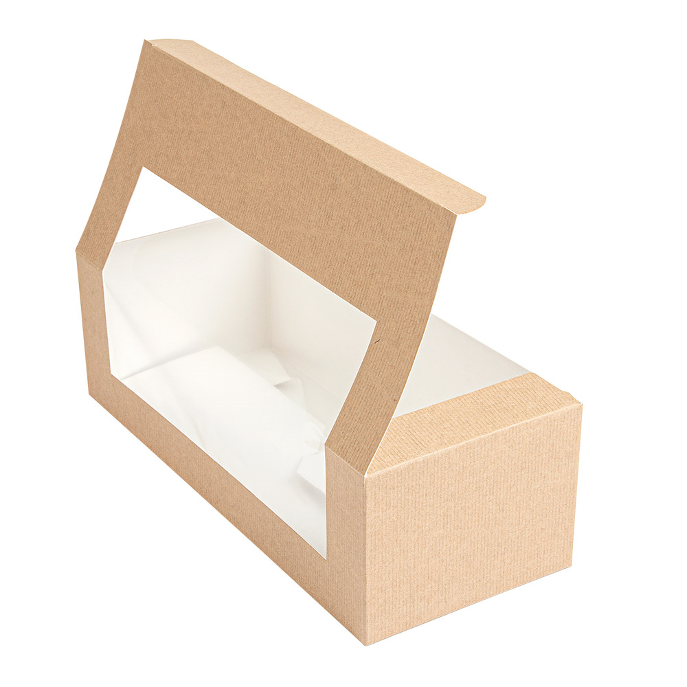256.16-SCATOLE PER PASTICCERIA CON FINESTRA 'THEPACK' 26x11x8 CM NATURALE CARTONE NANO-MICRO + OPP (50 u.)
