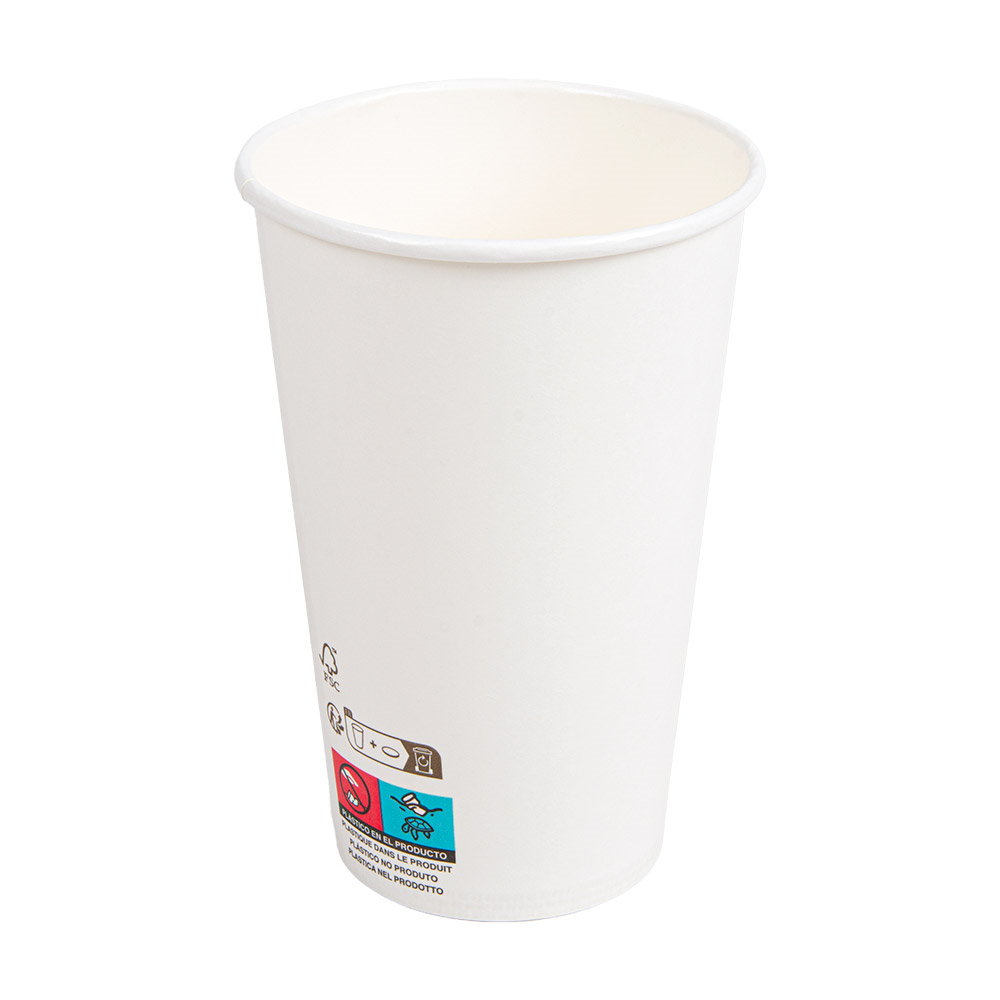 274.44-BICCHIERI BEVANDE FREDDE E CALDE 1 PARETE 'COMPOSTABLE' 480 ML - 16 oz 300 G/M2 Ø9/6x13,2 CM BIANCO CARTONE (50 u.)