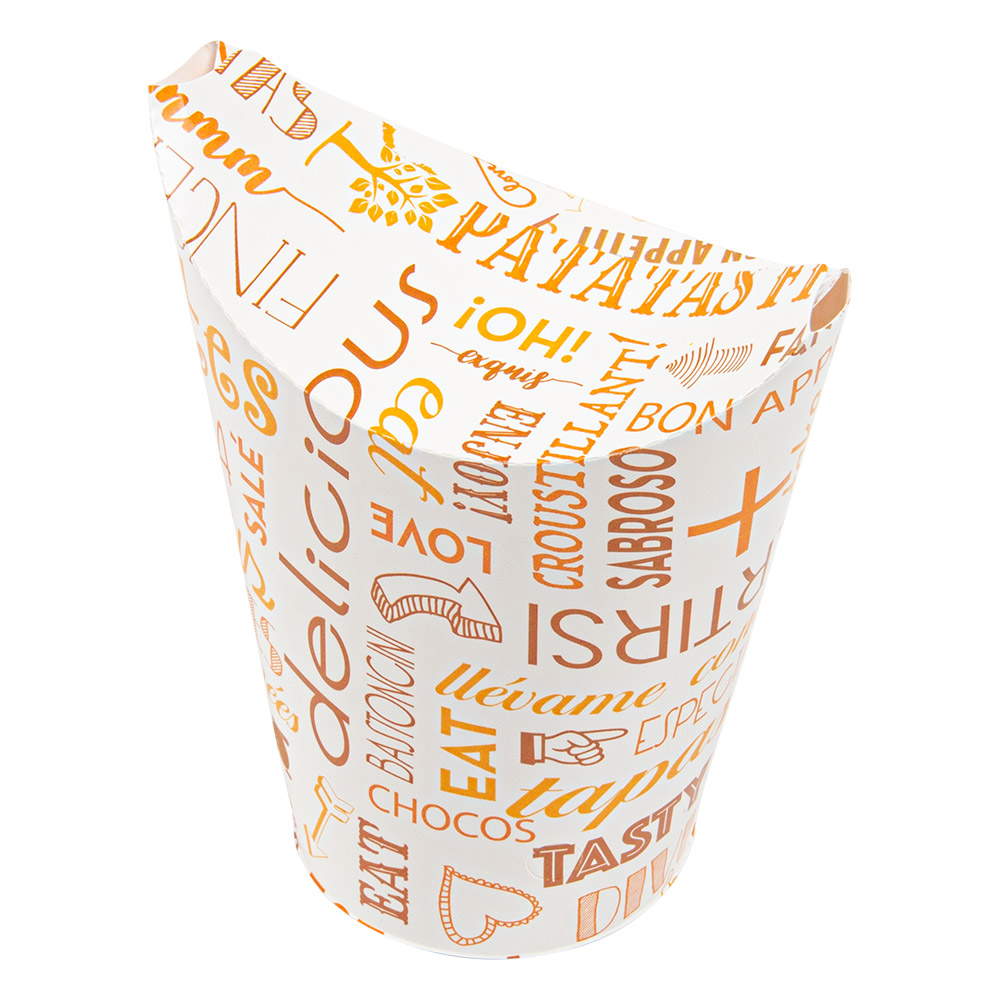 229.62-BICCHIERE PER FRITTI CHIUSO 'PAROLE' 16 OZ - 480 ML 220 + 18PE G/M2 8,5x14 CM BIANCO CARTONE (50 u.)