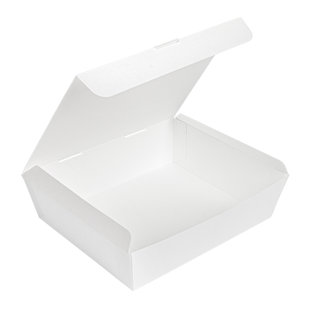 235.19-SCATOLE "LUNCH BOX" COPPERCHIO 'THEPACK' 1500 ML (48 oz) 21x18x5,5 CM BIANCO CARTONE NANO-MICRO (60 u.)