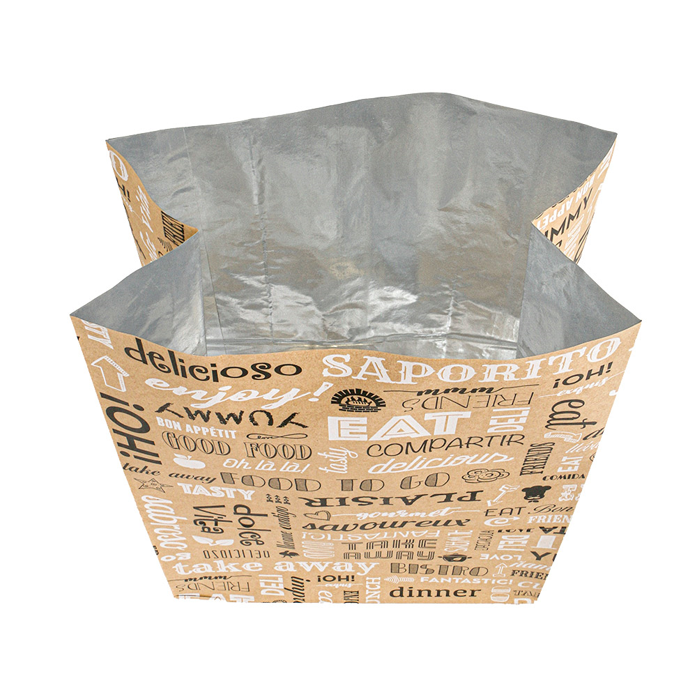 275.49-SACCHETTI SOS SENZA MANICI PAROLE 50+20 G/M2 22+12x31 CM NATURALE KRAFT + ALLUMINIO (250 u.)