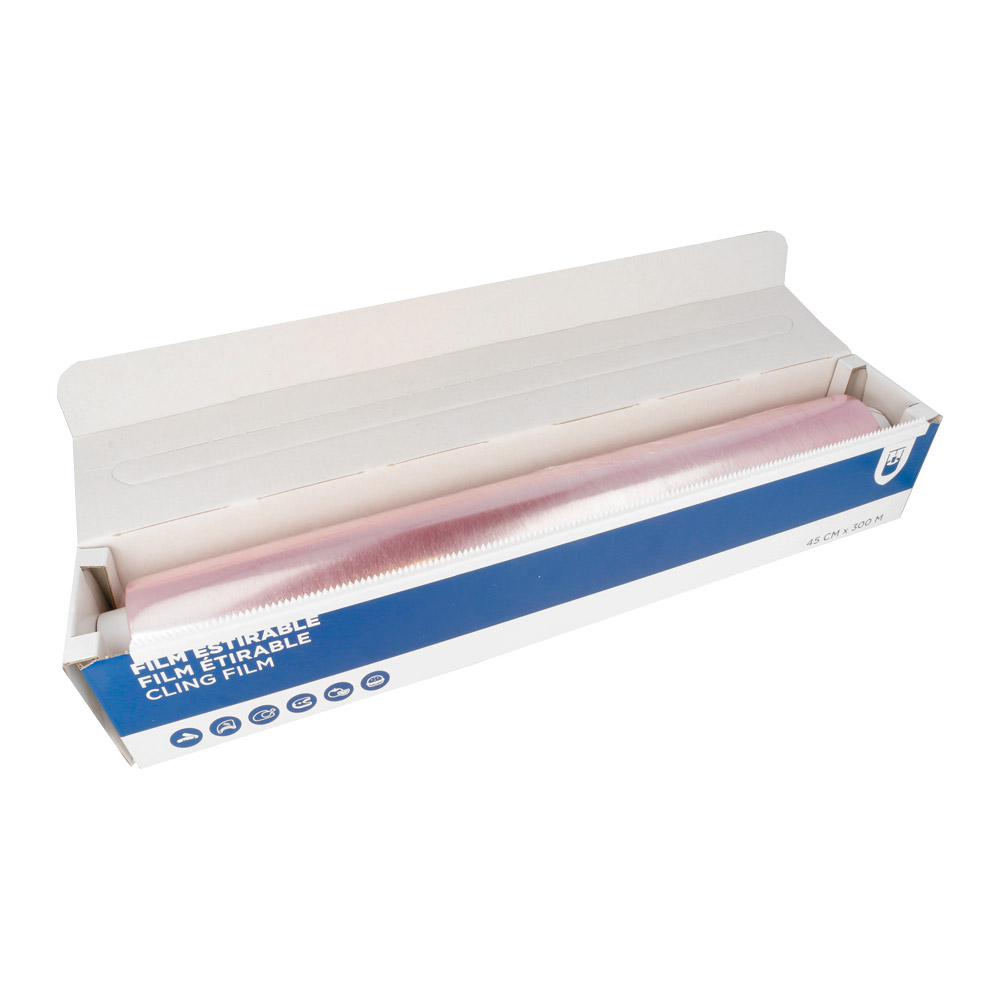 134.75-PELLICOLA CON DISPENSER 0,45x300 M TRASPARENTE PVC