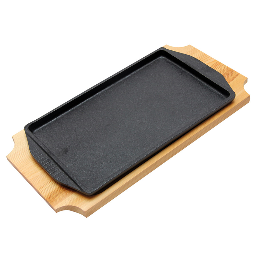 113.04-PIATTO CONTADINO + BASE DI LEGNO 31x18 CM NERO FERRO