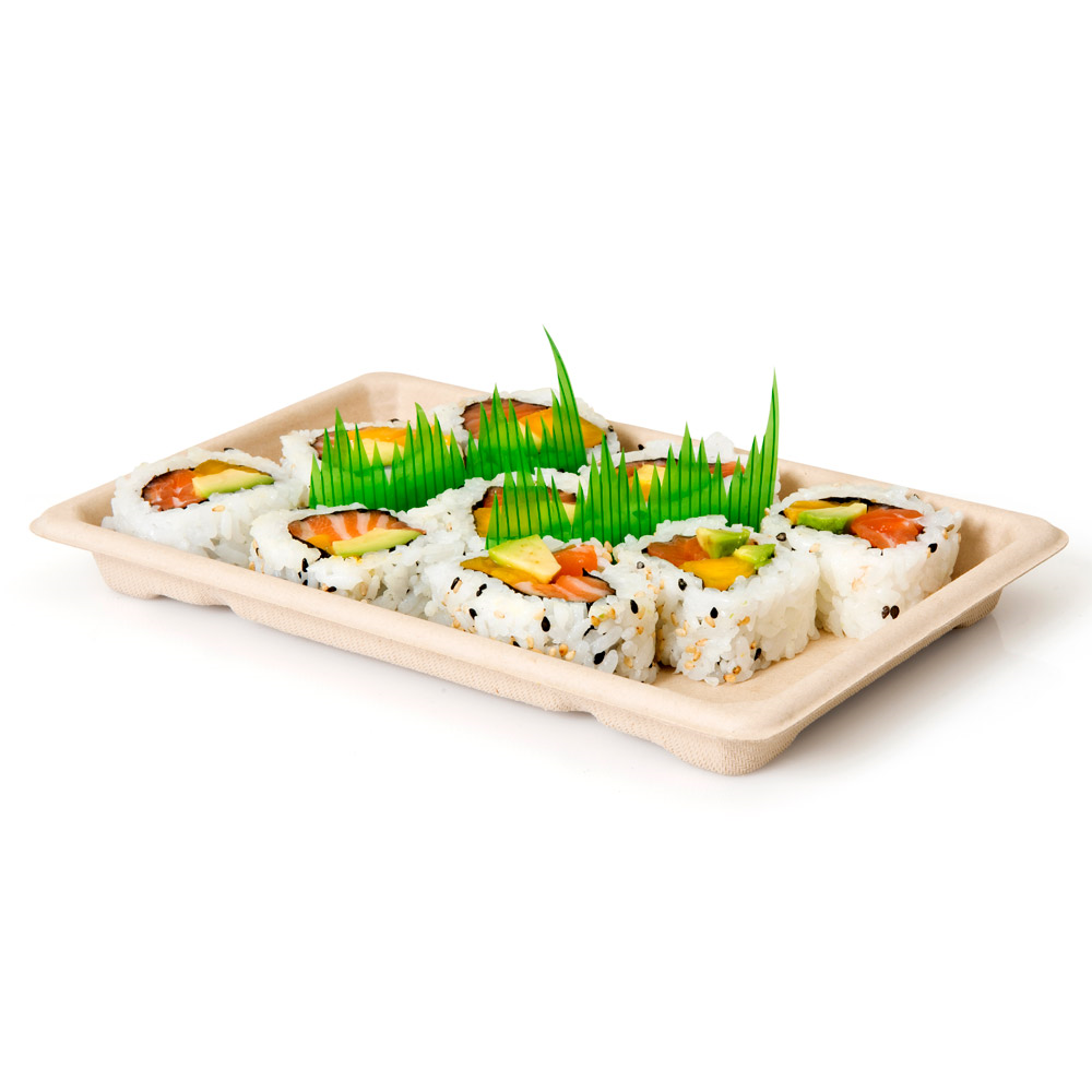 212.96-SCATOLE SUSHI 'BIONIC' 21,3x13,3x1,5 CM NATURALE BAGASSA (50 u.)