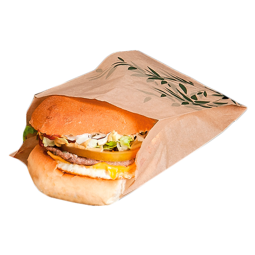 146.26-SACCHETTI HAMBURGER 'FEEL GREEN' 34 G/M2 12+7x18 CM NATURALE PERGAMANA ANTIGRASSI (500 u.)