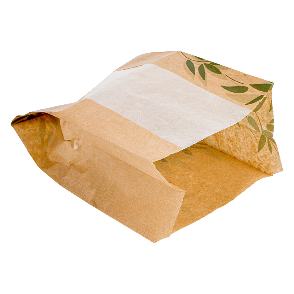 276.14-SACCHETTI PANE CON FINESTRA ECO 'FEEL GREEN - JUST PAPER' 32 G/M2 14+10x22 CM NATURALE KRAFT (250 u.)