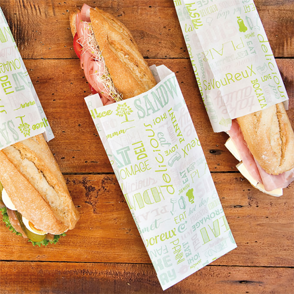 229.23-SACCHETTI SANDWICHES GREEN PAROLE 32 G/M2 12+4x26 CM BIANCO PERGAMANA ANTIGRASSI (500 u.)