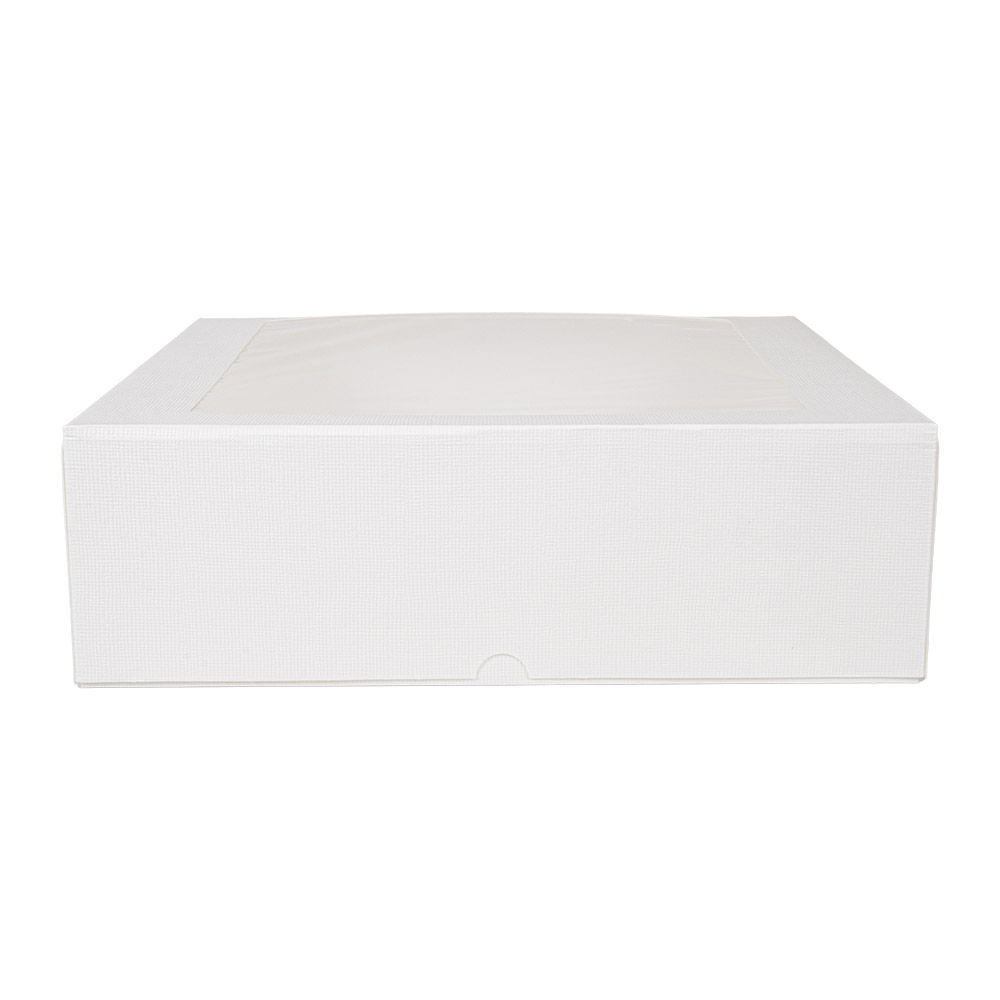 201.72-SCATOLE PER PASTICCERIA CON FINESTRA 'THEPACK' 32x32x10 CM BIANCO CARTONE NANO-MICRO + OPP (50 u.)