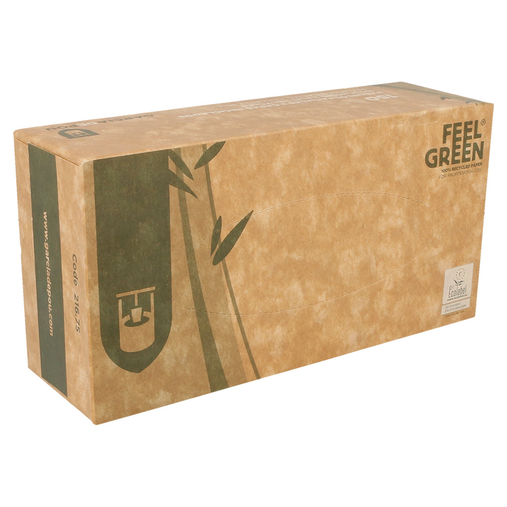 216.75-150 U. FAZZOLETTI VISO 2 VELI 'FEEL GREEN' 21x21 CM NATURALE TISSUE RICICLATO