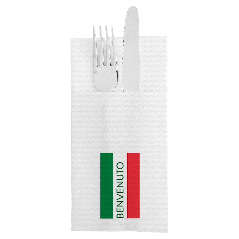 270.93-TOVAGLIETTE CANGURO ECOLABEL 'DOUBLE POINT' BENVENUTO 18 G/M2 39x40 CM BIANCO TISSUE (50 u.)