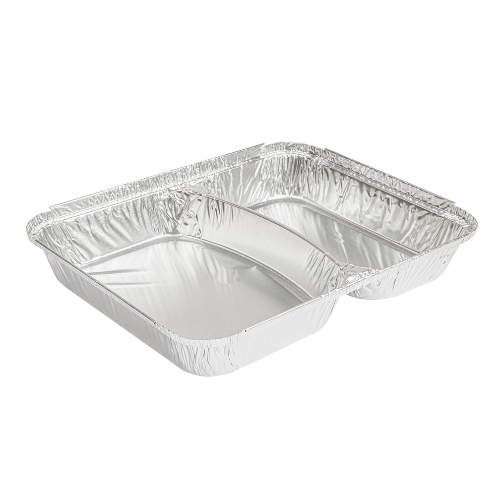 135.95-CONTENITORE -2 SCOMPARTI 350/480 ML 22,7x17,7x3 CM ALLUMINIO (100 u.)