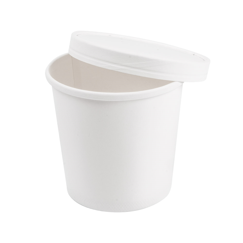 226.41-CONTENITORI CON COPERCHI 780 ML - 26 oz 330 + 18 PE G/M2 Ø11,7/9,2x11 CM BIANCO CARTONE (25 u.)