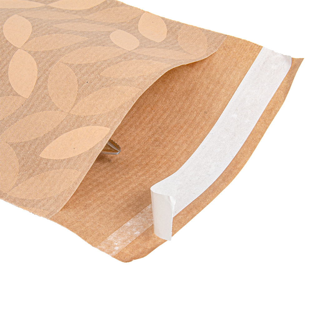 279.17-BUSTE PER POSATE CON PRETAGLIO LEAF 50 + 10 PE G/M2 10x26 CM NATURALE KRAFT A COSTINE (500 u.)