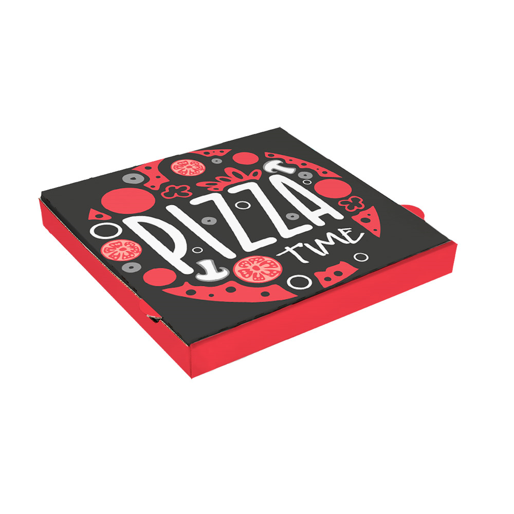 262.44-SCATOLA PIZZA 'PIZZA TIME' 32x32x3,8 CM BIANCO CARTONE A MICROCANALI (100 u.)