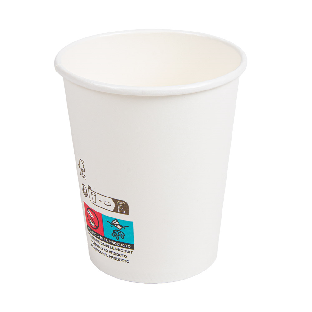 274.42-BICCHIERI BEVANDE FREDDE E CALDE 1 PARETE 'COMPOSTABLE' 240 ML - 8 oz 280 G/M2 Ø8/5,6x9,2 CM BIANCO CARTONE (50 u.)