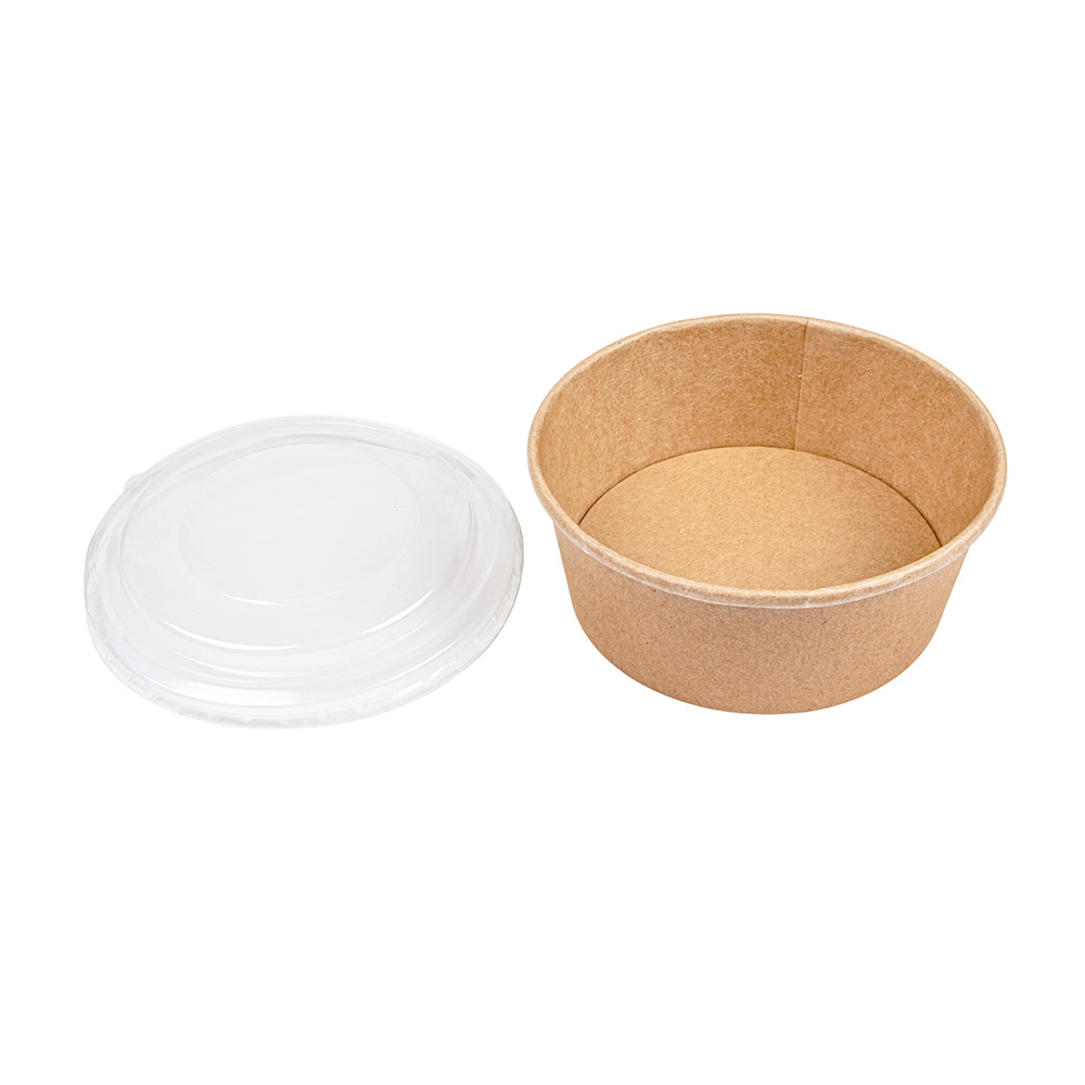233.45-COMBO INSALATIERA + COPPERCHIO PET 750 ML - 25 oz 300 + 18 PE G/M2 Ø15/12,8x6 CM NATURALE KRAFT (25 u.)