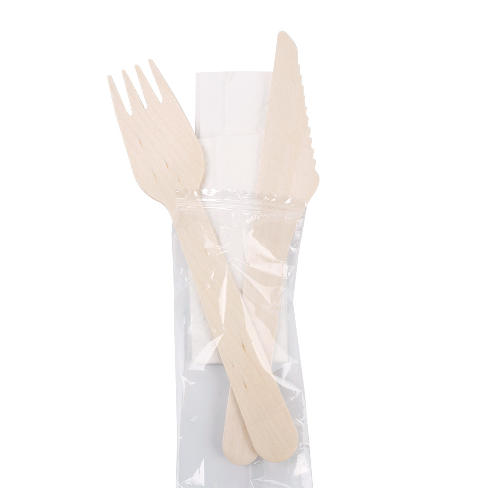 228.21-SET 3/1 POSATE + TOVAGLIOLO 'WOOD' MAKAN 16 CM NATURALE LEGNO (100 u.)