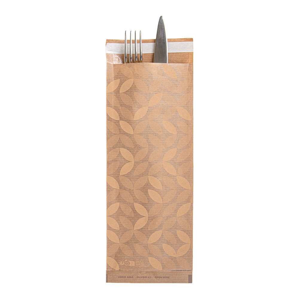 279.17-BUSTE PER POSATE CON PRETAGLIO LEAF 50 + 10 PE G/M2 10x26 CM NATURALE KRAFT A COSTINE (500 u.)