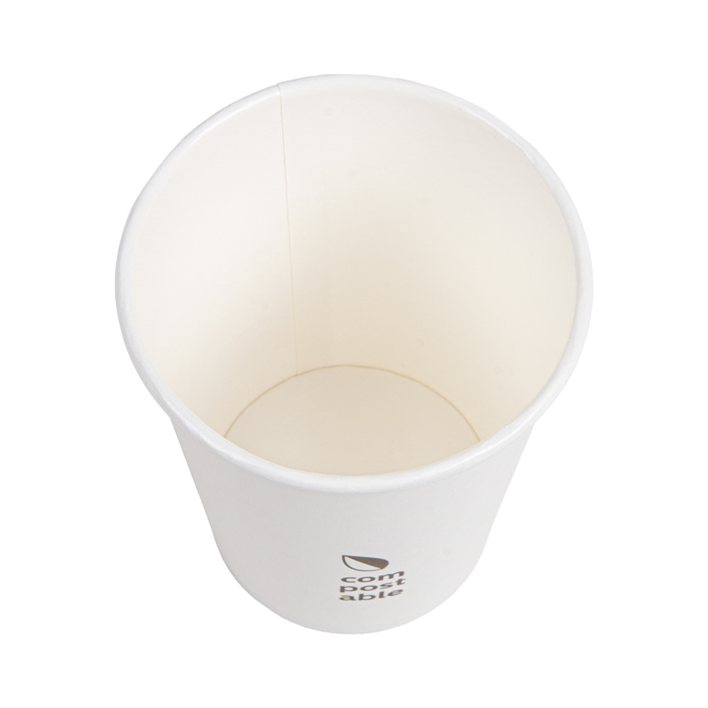 274.42-BICCHIERI BEVANDE FREDDE E CALDE 1 PARETE 'COMPOSTABLE' 240 ML - 8 oz 280 G/M2 Ø8/5,6x9,2 CM BIANCO CARTONE (50 u.)