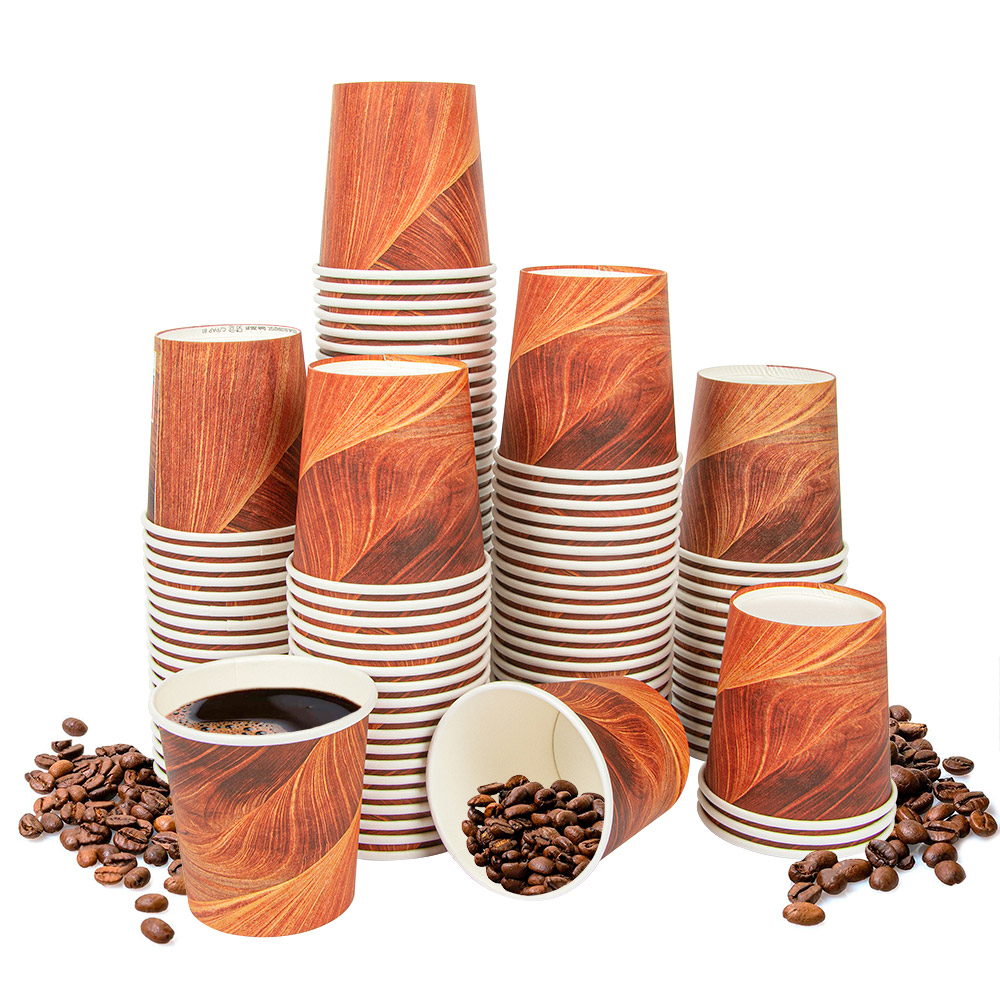 255.01-BICCHIERI BEVANDE CALDE 1 PARETE 'ARIZONA' 120 ML 230 + 18 PE G/M2 Ø6,2/4,5x6 CM MARRONE CARTONE (50 u.)