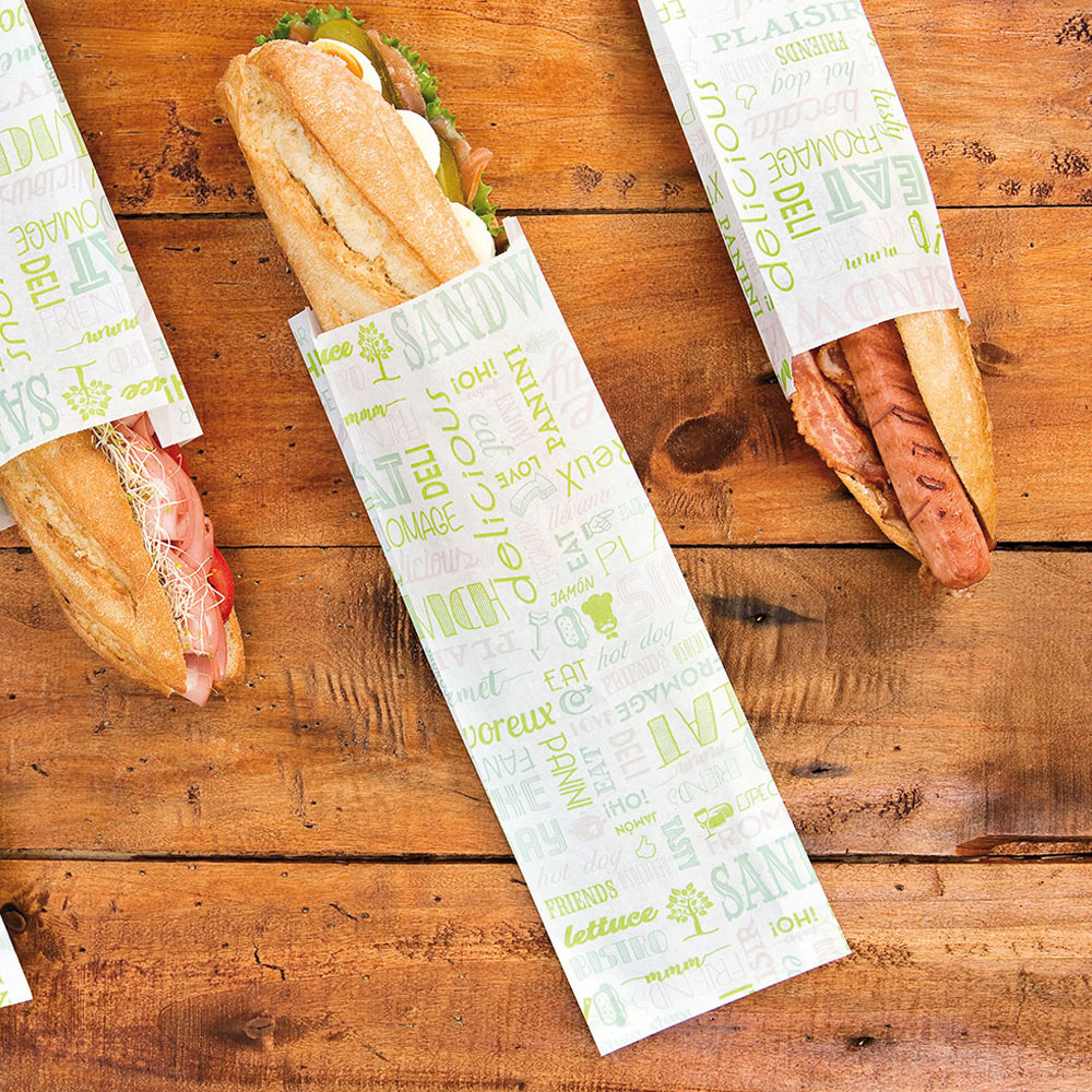 229.24-SACCHETTI BAGUETTE GARNI GREEN PAROLE 32 G/M2 12+4x35 CM BIANCO PERGAMANA ANTIGRASSI (500 u.)