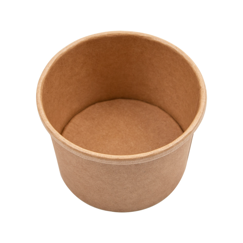 226.47-CONTENITORI CON COPERCHI 240 ML - 8 oz 300 + 18 PE G/M2 Ø9/7,5x6 CM NATURALE KRAFT (25 u.)