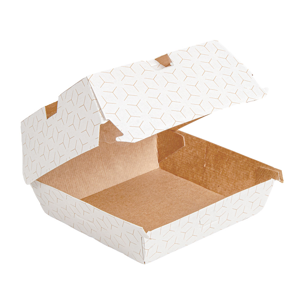 278.67-SCATOLE HAMBURGER 'THEPACK' CUBE 14,7x14x7 CM BIANCO/NATURALE CARTONE NANO-MICRO (50 u.)