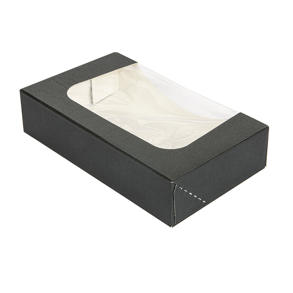 252.27-CONTENITORI SUSHI+FINESTRA 'THEPACK' 19,7x12x4,5 CM NERO CARTONE NANO-MICRO + OPP (50 u.)