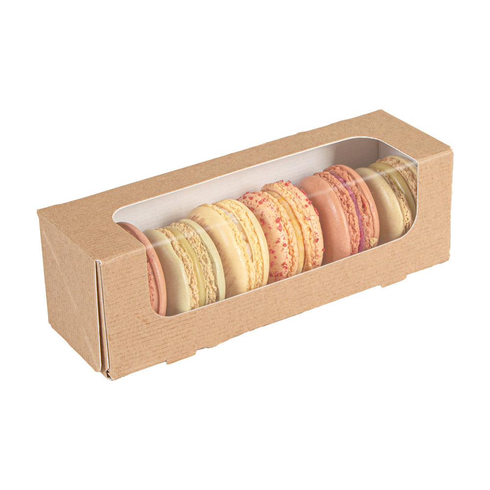 279.24-ASTUCCI PER MACARON CON FINESTRA 'THEPACK' 16x5x5 CM NATURALE CARTONE NANO-MICRO + OPP (50 u.)