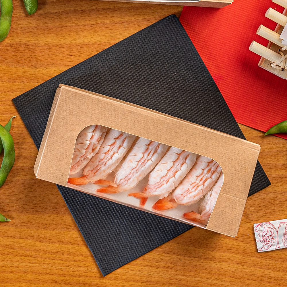 253.37-CONTENITORI SUSHI+FINESTRA 'THEPACK' 19,7x9x4,5 CM MARRONE CARTONE NANO-MICRO + OPP (50 u.)