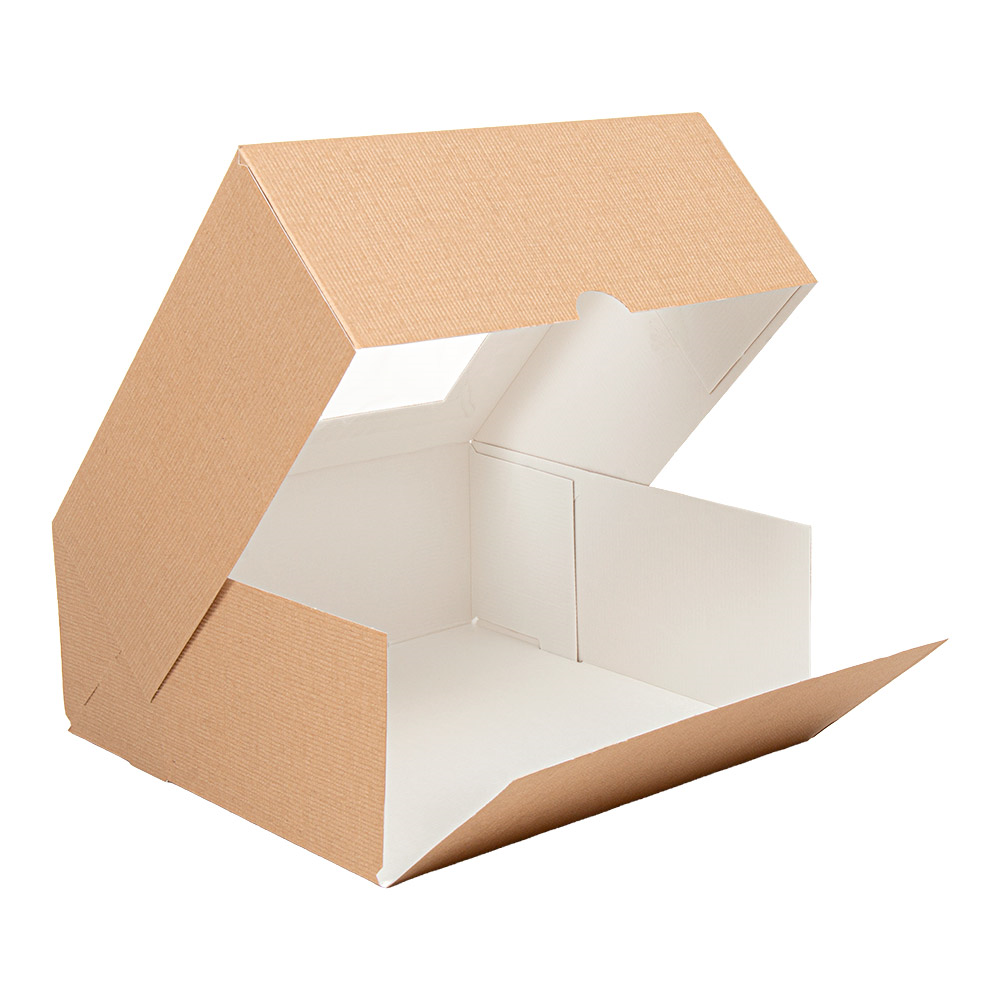 253.44-SCATOLE PER PASTICCERIA CON FINESTRA 'THEPACK' 18x18x7,5 CM NATURALE CARTONE NANO-MICRO + OPP (50 u.)