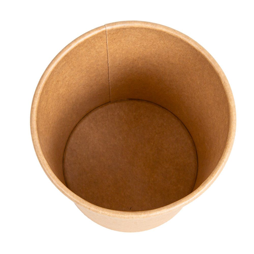279.30-CONTENITORI CON COPERCHI 480 ML - 16 oz 320 + 18 PE G/M2 Ø 9,8/7,5x10 CM NATURALE KRAFT (25 u.)