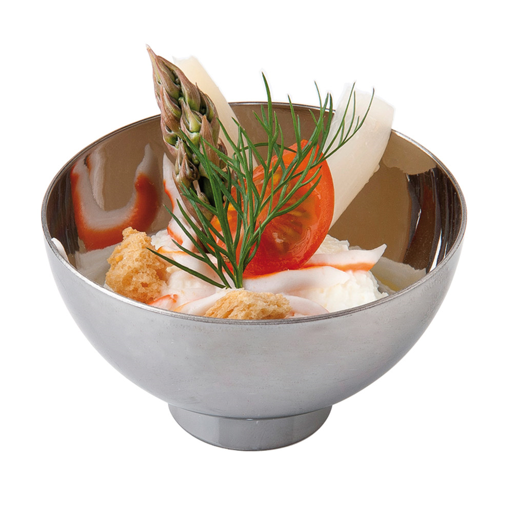 157.26-CONTENITORI APERITIVO CIOTOLA 72 ML Ø 6,7x3,5 CM ARGENTO PS (50 u.)
