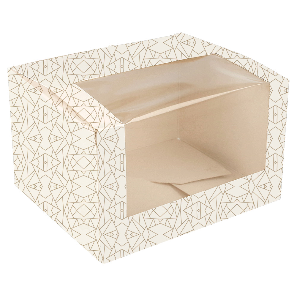 256.11-SCATOLE PER PASTICCERIA CON FINESTRA 'THEPACK' DECO 13x11x8 CM BIANCO CARTONE NANO-MICRO + OPP (50 u.)