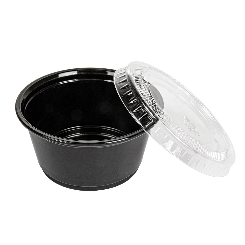 215.17-50 COPPETTE PICCOLE + 50 COPERCHI 60 ML Ø6,2x3,2 CM NERO PP