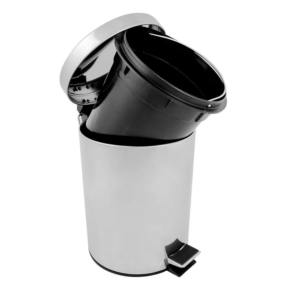 162.29-PATTUMIERA A PEDALE CON RICETTACOLO INTERIORE 5 L Ø 20,5x28 CM ARGENTO ACCIAIO INOX