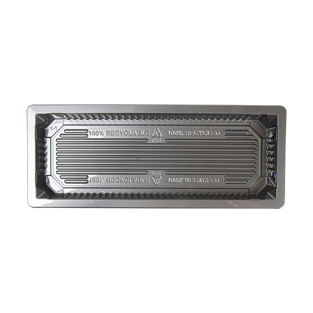 267.98-RECIPIENTI PER "SUSHI" 225 ML 22x9x2 CM ARGENTO RPET (328 u.)