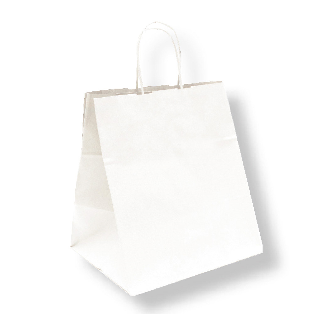 167.01-BORSE SOS TRAITEUR CON MANICI 90 G/M2 26+20x27 CM BIANCO CELLULOSA (250 u.)