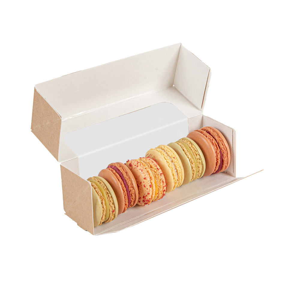 279.24-ASTUCCI PER MACARON CON FINESTRA 'THEPACK' 16x5x5 CM NATURALE CARTONE NANO-MICRO + OPP (50 u.)