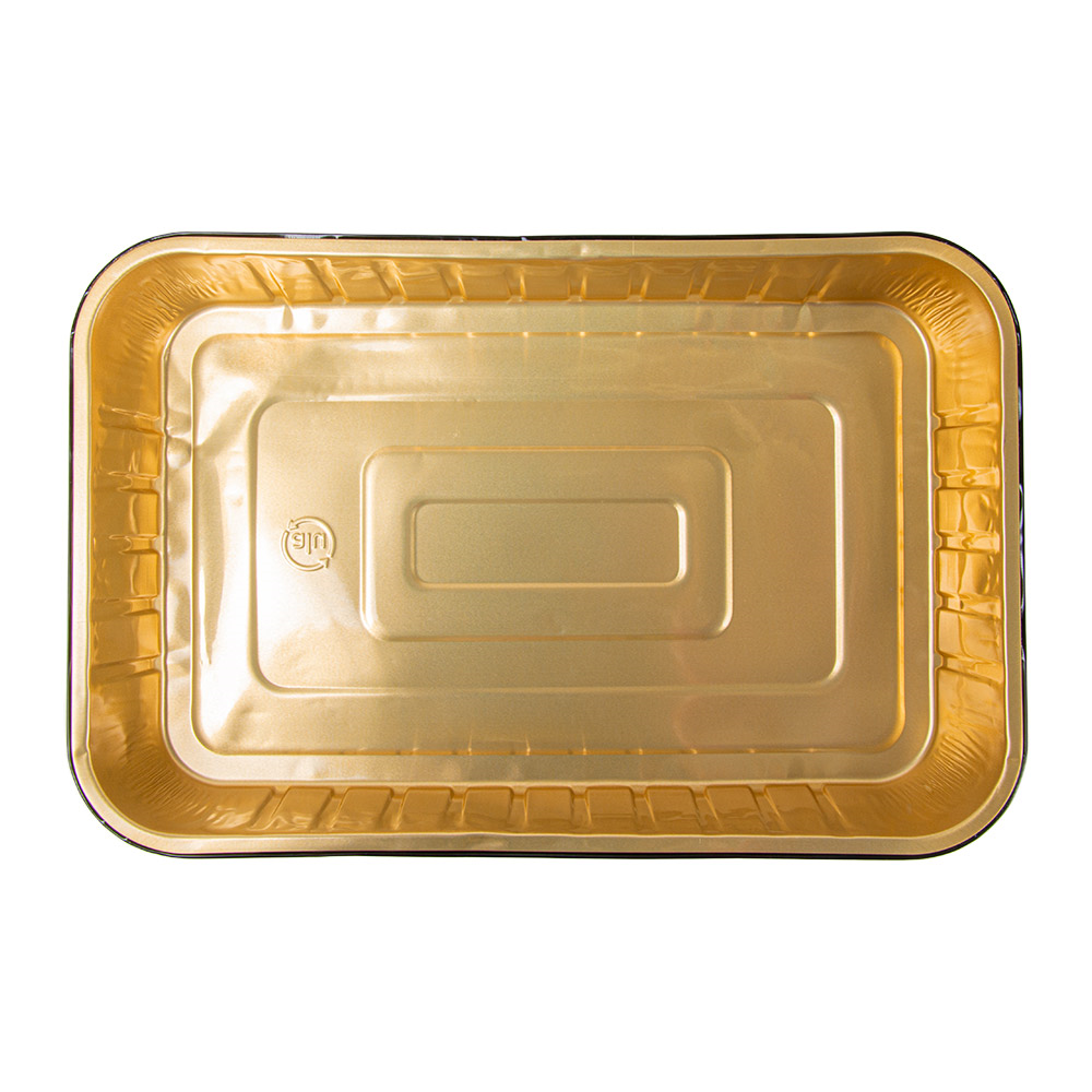 267.82-CONTENITORI LACCATI 2040 ML 29,3x19,3x4,5 CM NERO/ORO ALLUMINIO (50 u.)