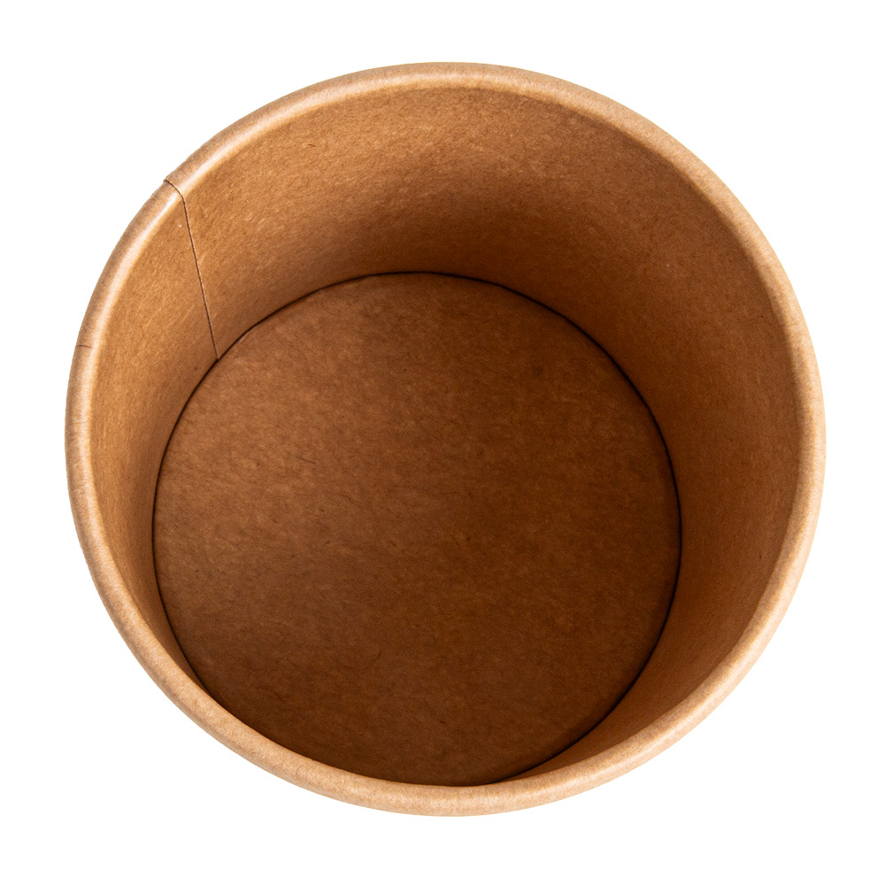 279.29-CONTENITORI CON COPERCHI 360 ML - 12 oz 300 + 18 PE G/M2 Ø 9/7,3x8,6 CM NATURALE KRAFT (25 u.)