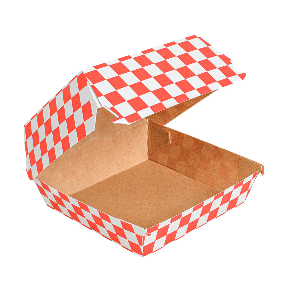 274.01-SCATOLE HAMBURGER 'THEPACK' RED FITIPALDI 12,5x12x5,8 CM ROSSO/NATURALE CARTONE NANO-MICRO (50 u.)