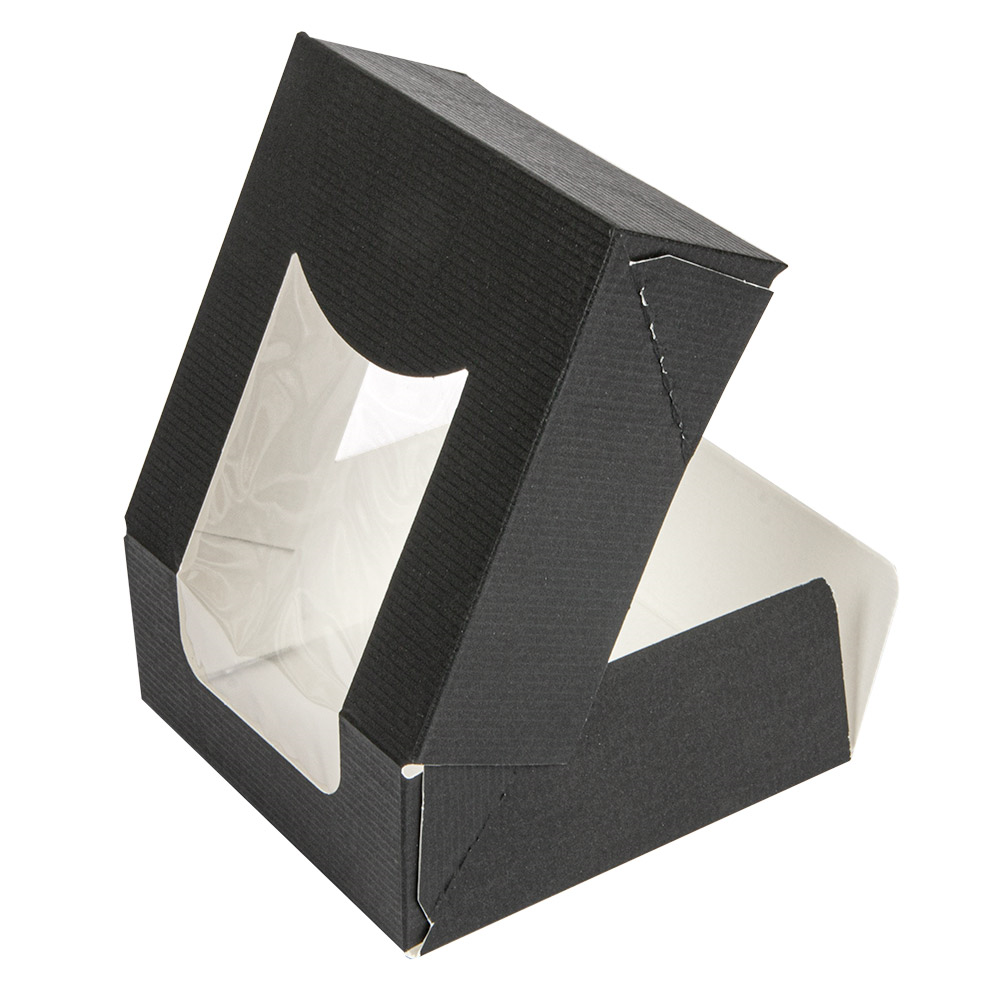 252.24-CONTENITORI SUSHI+FINESTRA 'THEPACK' 10x10x4 CM NERO CARTONE NANO-MICRO + OPP (50 u.)