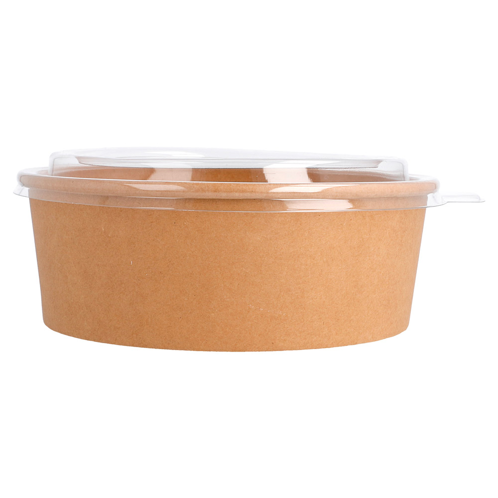 224.48-COMBO INSALATIERA + COPPERCHIO PET 1300 ML - 43,3 oz 320 + 18 PE G/M2 Ø 18,4/16x6,6 CM NATURALE KRAFT (25 u.)
