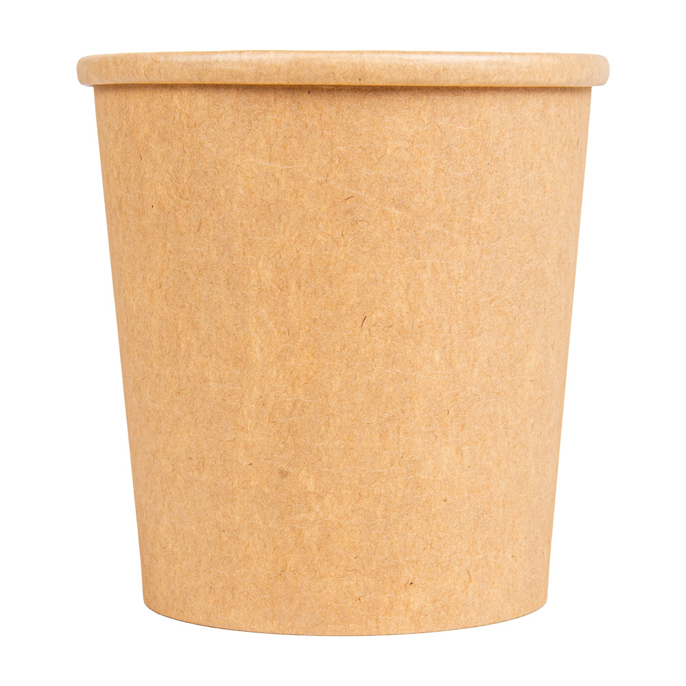 279.30-CONTENITORI CON COPERCHI 480 ML - 16 oz 320 + 18 PE G/M2 Ø 9,8/7,5x10 CM NATURALE KRAFT (25 u.)